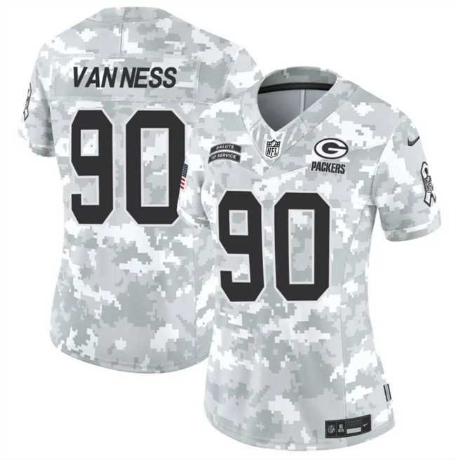 Women%27s Green Bay Packers #90 Lukas Van Ness 2024 F.U.S.E Arctic Camo Salute To Service Limited Stitched Jersey Dzhi->green bay packers->NFL Jersey